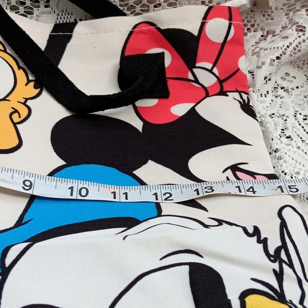🆕️HALF OFF💰LAST 1❤DISNEYS PLUTO & FRIENDS LARGE CREAM ZIPPERED CANVAS TOTE BAG - Picture 13 of 16
